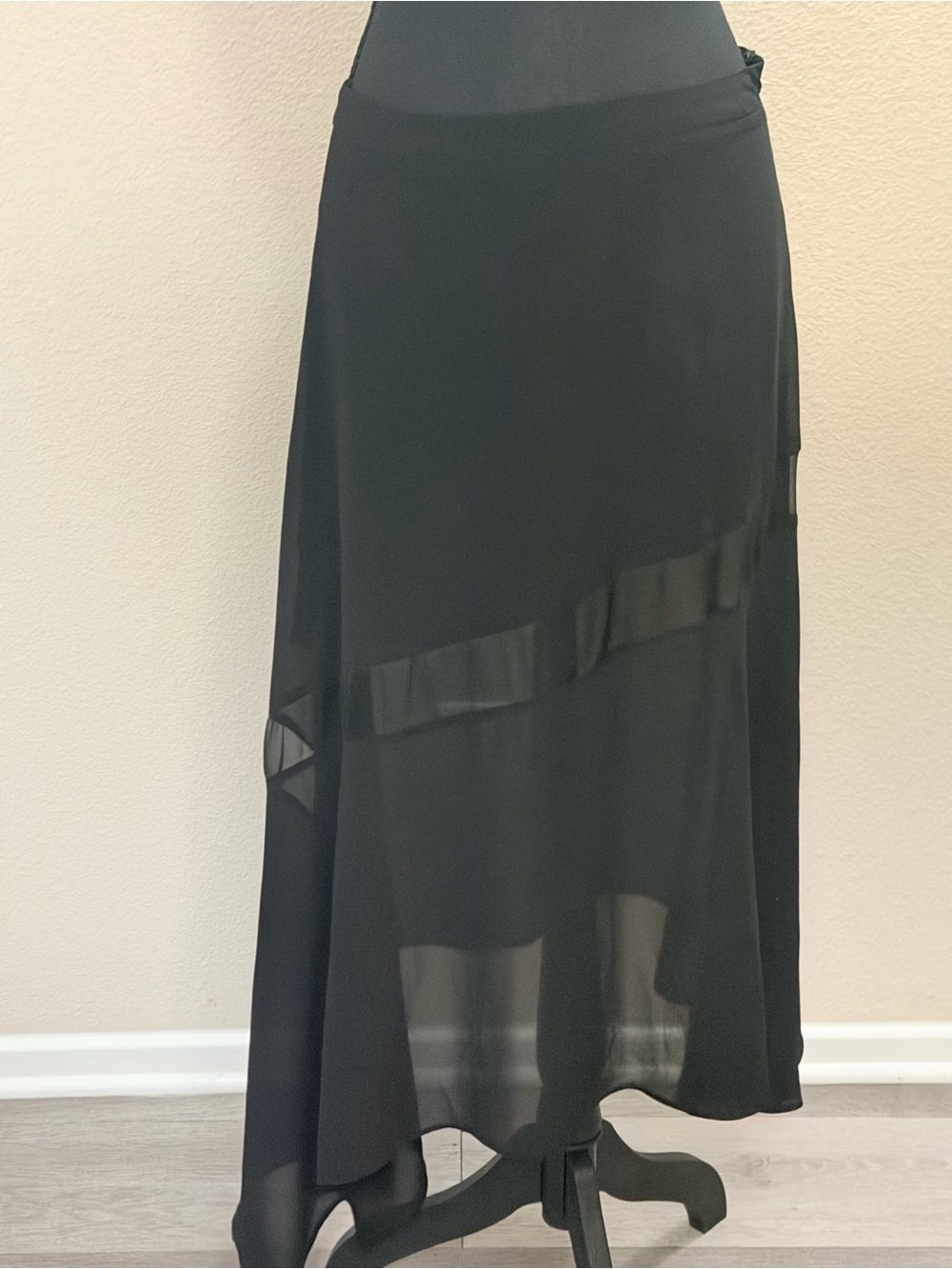 Flowing Black Asymmetrical Hem Women's Skirt - Picture 5 of 5